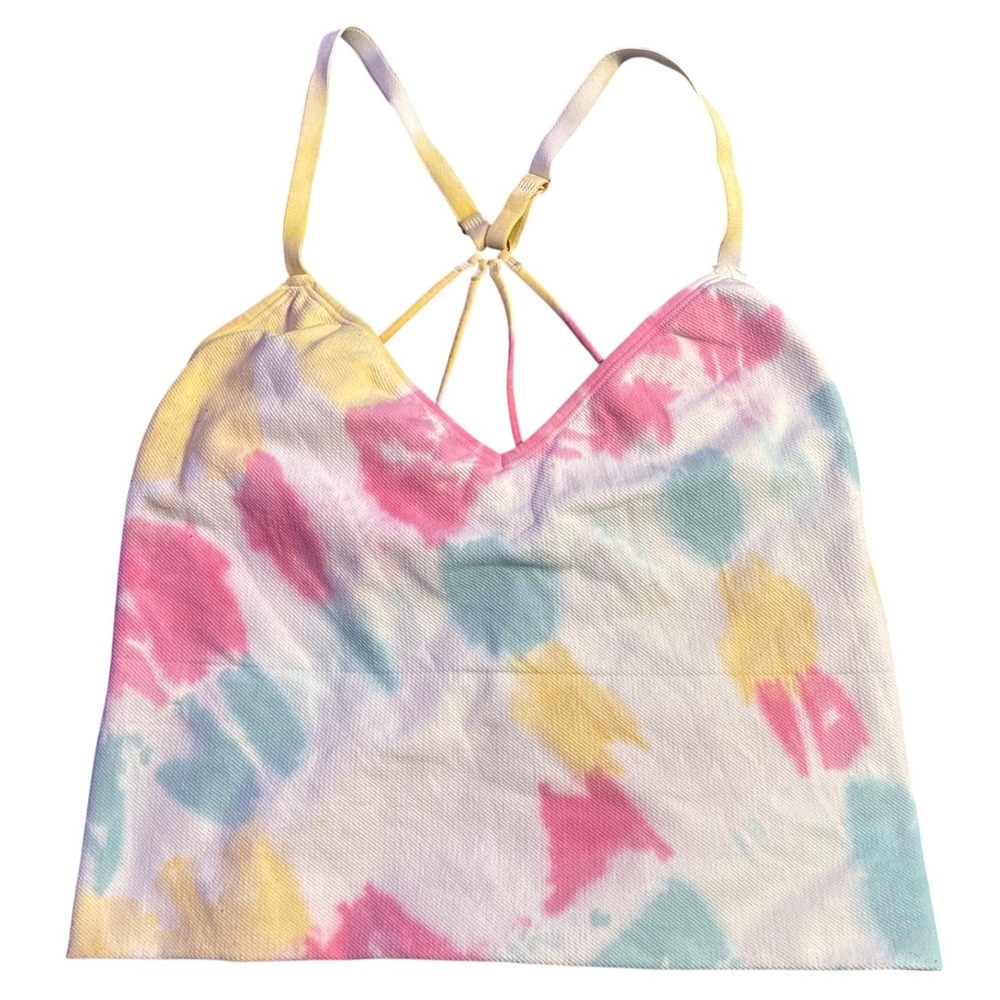 avocado Multicolor‎ Tie Dye Strappy Racerback Cropped Tank Top Yoga Activewear